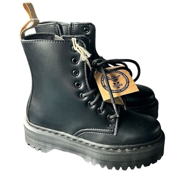 Dr. Martens Jadon II Vegan Mono Black Boots Unisex Size 5/6 Platform Sole‎